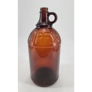 RARE 1940s Vintage Amber Brown Glass Purex 2 Quart Jug Bottle Cleaning